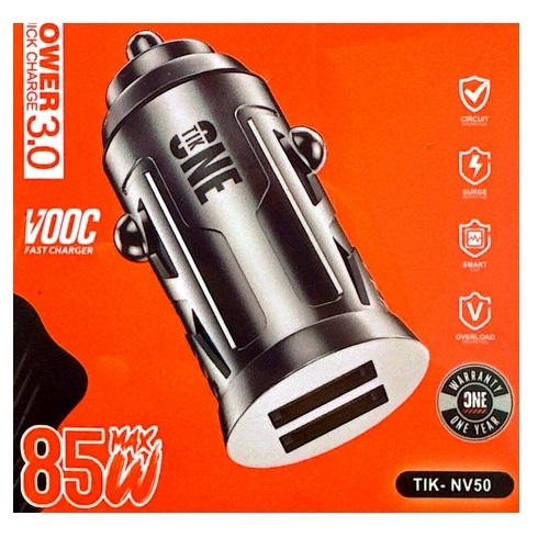 CARGADOR CARRO PLUGIN TIK-NV50 DOBLE USB 85W