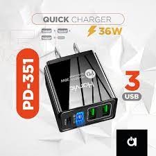 CABEZA MARRANA CARGADOR 3 USB CON ENTRAD PD  Y 1 ENTRADA 3.0 QUALCOM