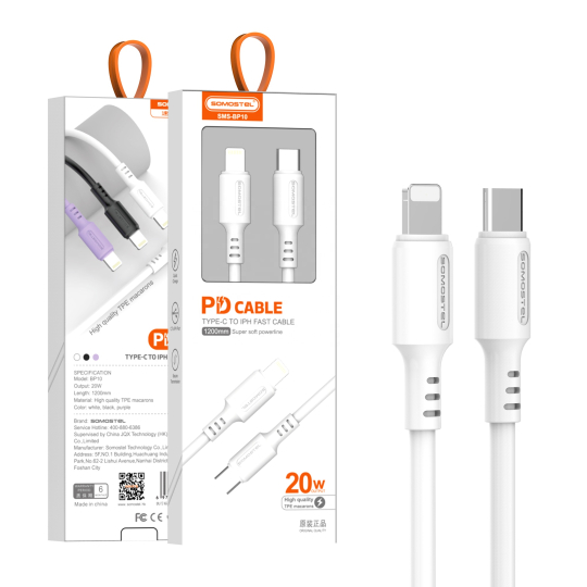CABLE TIPO C A IPHONE CARGA RAPIDA 20WATS PD SOMOSTEL 