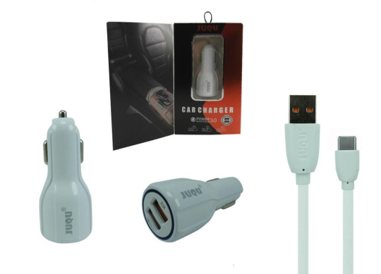 PLUGIN CARGADOR PARA CARRO TC TIPO C TIPOC CARGA RAPIDA QUALCOMM 3.1 AMP JUQU JQ-300 3 MESES DE GARANTIA